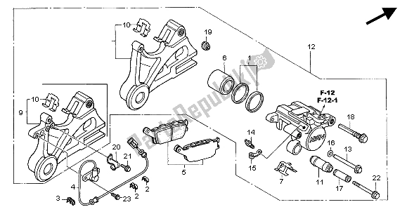 Wszystkie części do Zacisk Hamulca Tylnego Honda CBF 600 NA 2004
