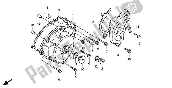 All parts for the Left Crankcase Cover of the Honda XR 400R 2000