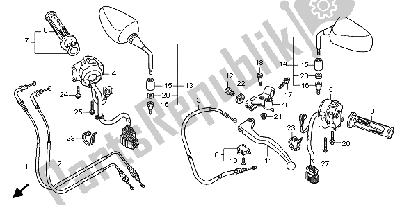 Alle onderdelen voor de Handvat Hendel & Schakelaar & Kabel van de Honda CB 600 FA Hornet 2009