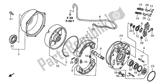 Tutte le parti per il Pannello Freno Posteriore del Honda TRX 500 FA Fourtrax Foreman 2004