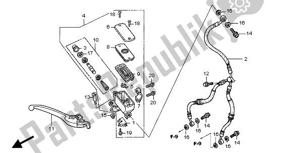 All parts for the Fr. Brake Master Cylinder of the Honda CB 900F Hornet 2004