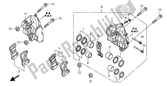 All parts for the Front Brake Caliper of the Honda CBR 1000 RA 2009