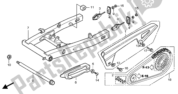 All parts for the Swingarm of the Honda CBR 125 RW 2005