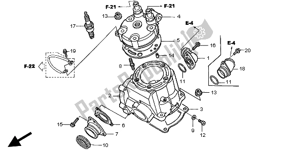 Todas as partes de Cilindro E Cabeça Do Cilindro do Honda CR 125R 2002