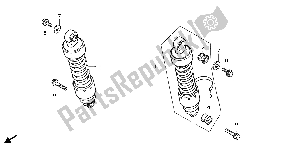 All parts for the Rear Cushion of the Honda CA 125 1996