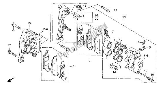 All parts for the Front Brake Caliper of the Honda XL 650V Transalp 2006