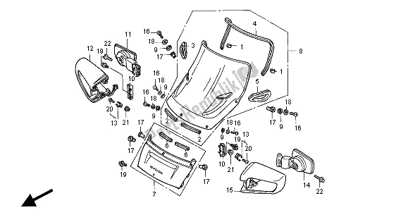 Todas as partes de Tela De Vento do Honda ST 1100A 2000