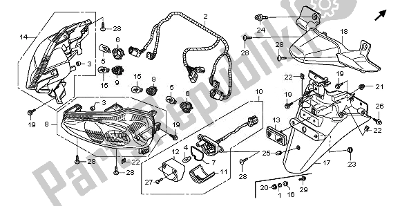 Tutte le parti per il Fanale Posteriore E Parafango Posteriori del Honda NSS 250A 2011