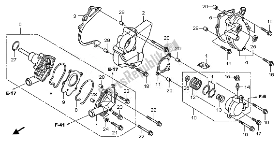 All parts for the Water Pump of the Honda CBF 1000F 2010