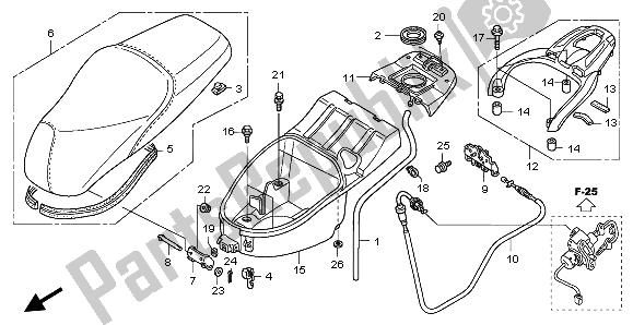 All parts for the Seat & Luggage Box of the Honda SH 125S 2008