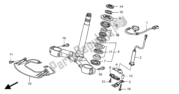 All parts for the Steering Stem of the Honda GL 1800A 2004