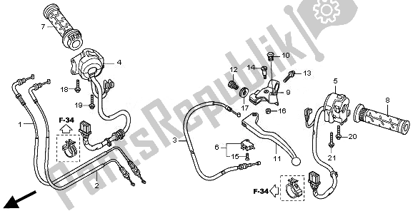 Alle onderdelen voor de Handvat Hendel & Schakelaar & Kabel van de Honda CBR 600 FA 2011