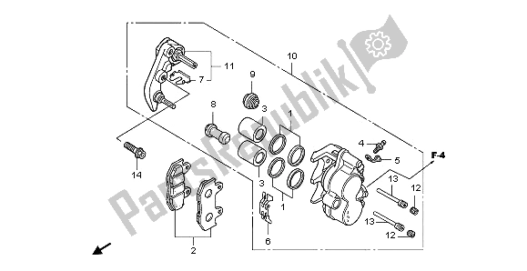 All parts for the Front Brake Caliper of the Honda PES 125R 2013