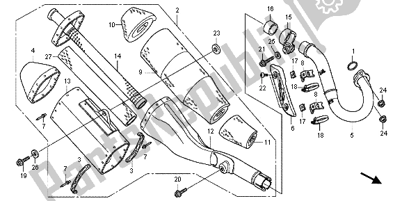 All parts for the Exhaust Muffler of the Honda CRF 250R 2013