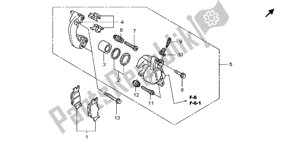 All parts for the Rear Brake Caliper. Of the Honda NSS 250A 2009