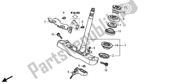 All parts for the Steering Stem of the Honda VT 750 CS 2012