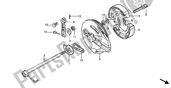 All parts for the Rear Brake Panel of the Honda XR 250R 1989