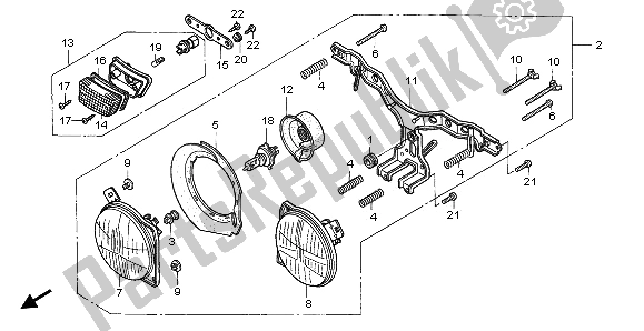 All parts for the Headlight (eu) of the Honda RVF 750R 1995