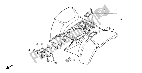 All parts for the Rear Fender of the Honda TRX 400 EX Fourtrax 2000