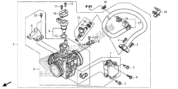 Alle onderdelen voor de Gasklephuis van de Honda CRF 250M 2015