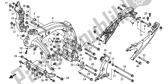 Todas as partes de Corpo Da Moldura do Honda CB 1000R 2010