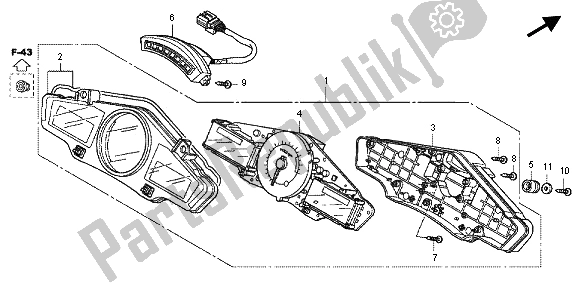 All parts for the Meter (mph) of the Honda CBF 1000 FA 2012