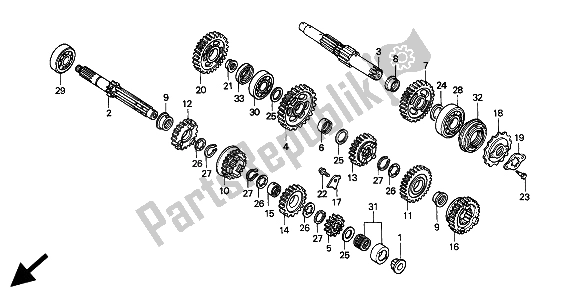 Todas las partes para Transmisión de Honda XR 600R 1994