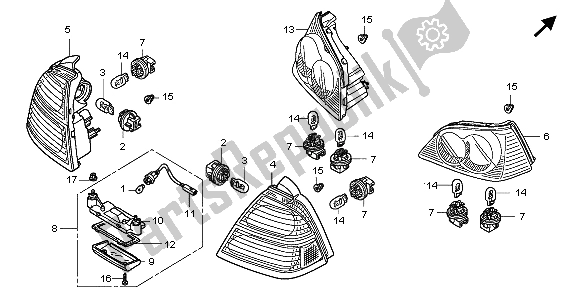 All parts for the Rear Combination Light of the Honda GL 1800 Airbag 2007