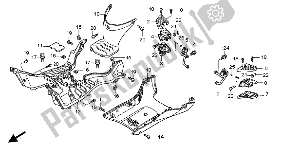 All parts for the Floor Panel Pillion Step of the Honda SH 125S 2007