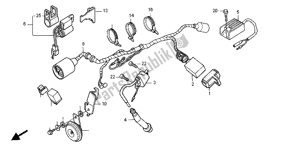 All parts for the Wire Harness of the Honda XR 650R 2007
