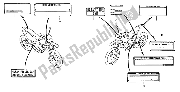 All parts for the Caution Label of the Honda XR 400R 1997