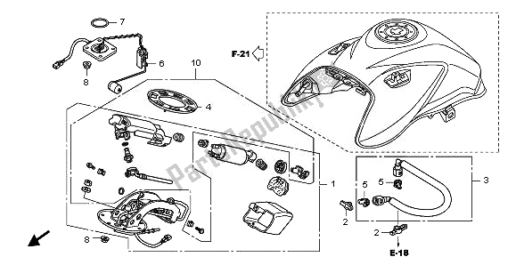 All parts for the Fuel Pump of the Honda CBF 1000F 2010