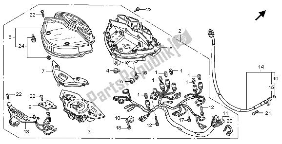 All parts for the Meter of the Honda SH 150 2007