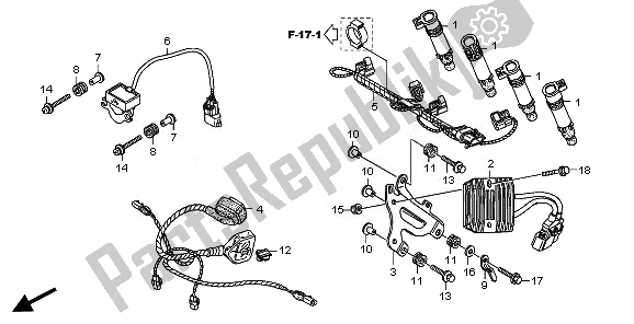 All parts for the Sub Harness of the Honda CBR 600 RR 2011