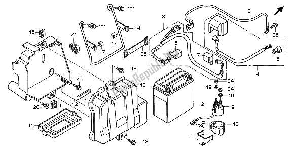 All parts for the Battery of the Honda TRX 650 FA Fourtrax Rincon 2003
