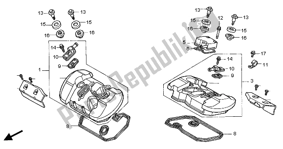 Todas las partes para Cubierta De Tapa De Cilindro de Honda VT 750C2 2001