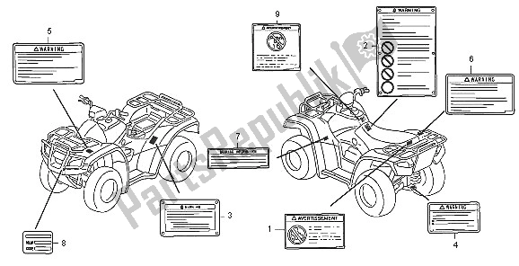 All parts for the Caution Label of the Honda TRX 500 FA Fourtrax Foreman 2005