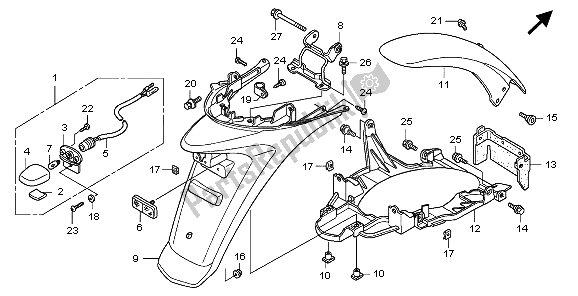 All parts for the Rear Fender of the Honda SH 125 2006