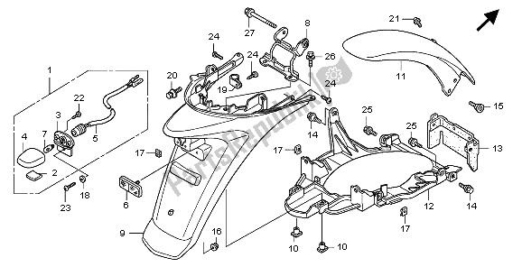 Tutte le parti per il Parafango Posteriore del Honda SH 125 2006