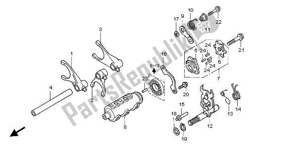 All parts for the Gearshift Drum of the Honda ST 1100 1999
