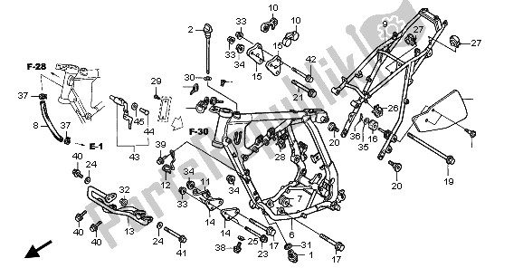 All parts for the Frame Body of the Honda XR 400R 2000