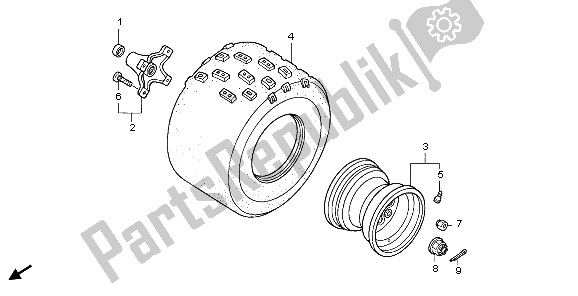 All parts for the Rear Wheel of the Honda TRX 250 EX Sporttrax 2003