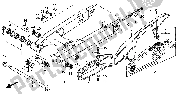 All parts for the Swingarm of the Honda XL 1000V 2001