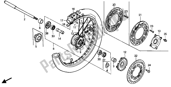 Todas las partes para Rueda Delantera de Honda CR 125R 1989