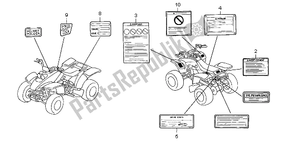 Todas las partes para Etiqueta De Precaución de Honda TRX 400 EX Sportrax 2006