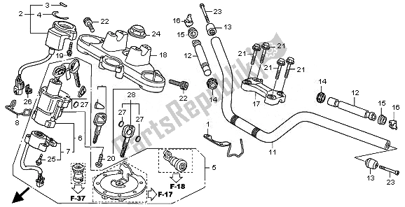 All parts for the Handle Pipe & Top Bridge of the Honda NT 700V 2010