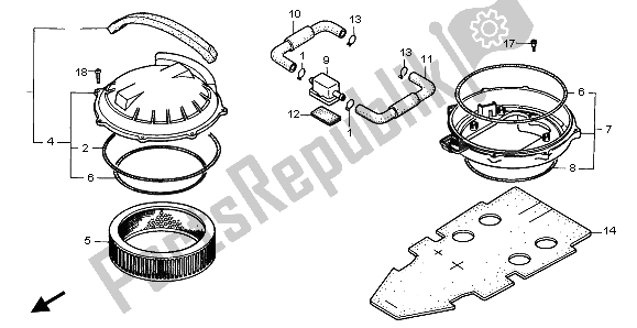 All parts for the Air Cleaner of the Honda ST 1100A 1995