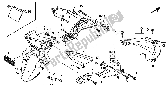 Alle onderdelen voor de Achterspatbord van de Honda CBR 600 RA 2010