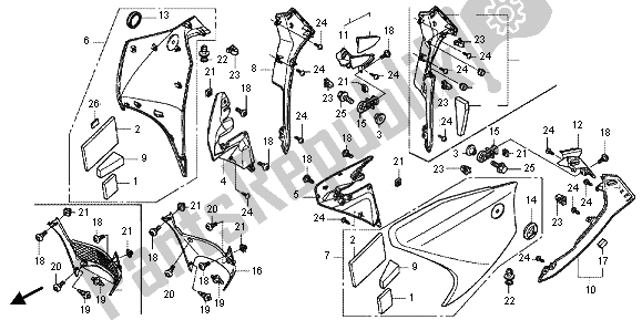 Tutte le parti per il Cappuccio Medio del Honda VFR 1200F 2013