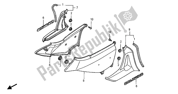 Toutes les pièces pour le Couvercle Latéral du Honda GL 1800A 2005